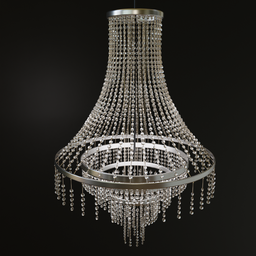 "Ceiling-light 3D model of a circular chandelier with crystal crown and unique design, created in Blender 3D. The chandelier features a tall, thin frame, and elegant tail, emitting a dazzling, lux side view light. Perfect for adding sophistication and glamour to your 3D projects."