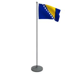 Detailed low-poly animated Bosnian flag 3D model with a smooth render, optimized for Blender use.