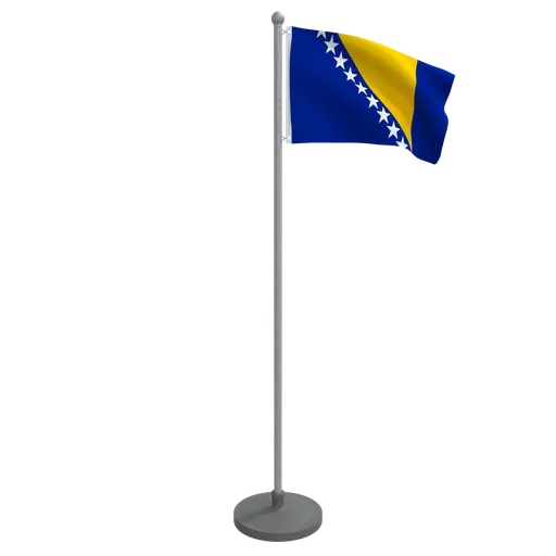 Detailed low-poly animated Bosnian flag 3D model with a smooth render, optimized for Blender use.