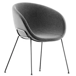 Highly detailed modern chair 3D model with sleek design, textured upholstery, and metal legs for Blender rendering.