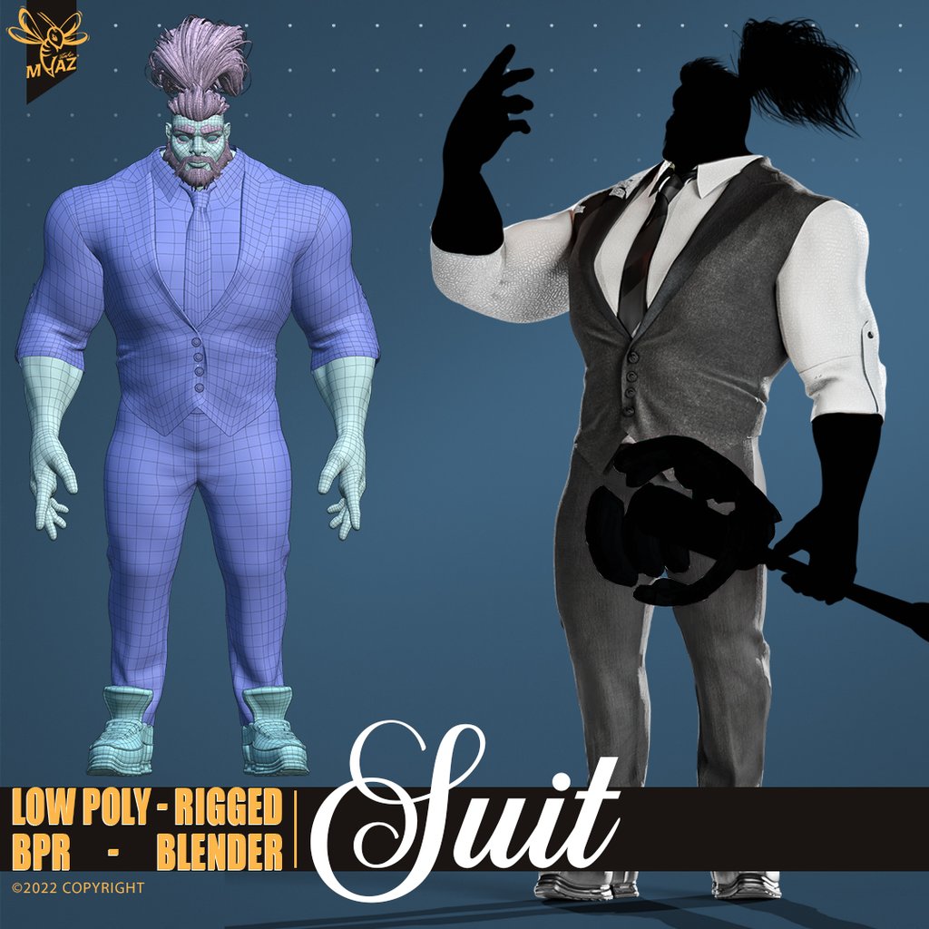 Magician suit rigged low poly | Man Clothing models | BlenderKit