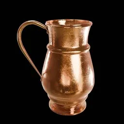 Detailed 3D render of a traditional Persian copper jug with a handle, suitable for Blender decoration projects.