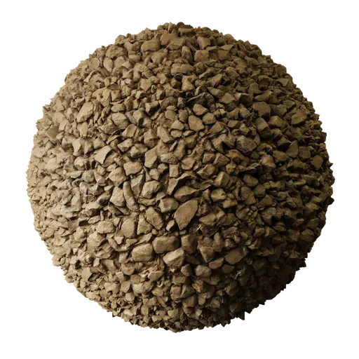 High-quality 2K PBR Cotswald gravel material for realistic texturing in 3D applications, featuring detailed displacement.