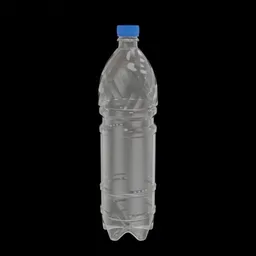Detailed 3D rendering of a 1.5L plastic water bottle, compatible with Blender for CG projects.
