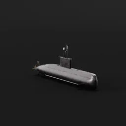 Detailed 3D submarine model for Blender, showcasing the sleek design of a military underwater vessel.