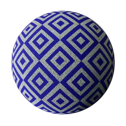 Blue and White Geometric Textured Fabric