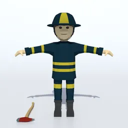 Low Poly Firefighter Rigged