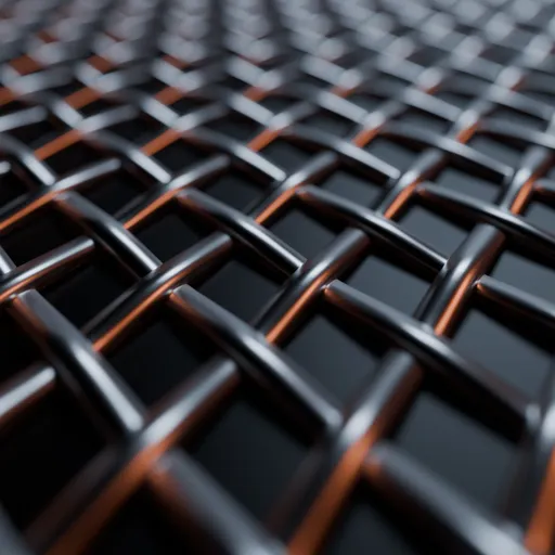 PBR metal net texture for 3D rendering with rhomboid intertwined pattern, ideal for Blender material libraries.