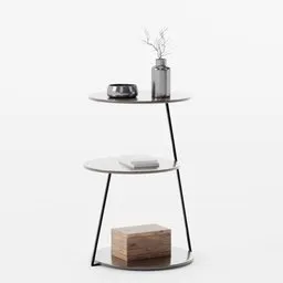 Realistic 3D model of a modern side table with accessories, created in Blender.