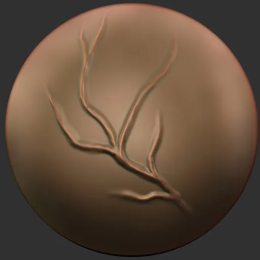 Detailed vein pattern sculpting brush for creating intricate surface textures on 3D models in Blender.