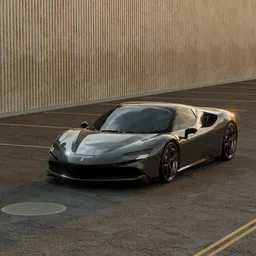 Ferrari Cinematic Car at Sunset