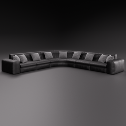 High-quality sectional leather sofa 3D model with customizable color, compatible with Blender 4.0+.