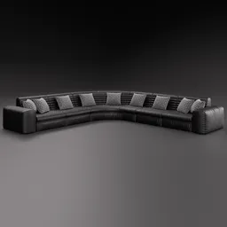 High-quality sectional leather sofa 3D model with customizable color, compatible with Blender 4.0+.
