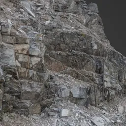 Detailed 3D model of a rugged cliff face, ideal for Blender environmental designs, showcasing realistic textures and geological features.