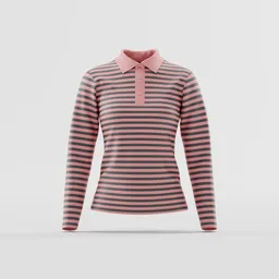 Sleeve Striped Polo Shirt Mockup