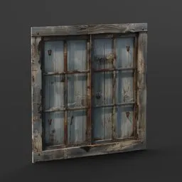 Detailed 3D rendering of an antique wooden window, perfect for Blender 3D artists and designers.