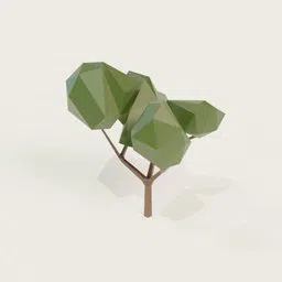 Geometric low poly style tree model for Blender 3D visualization and animation.