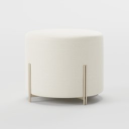 "Sierra Puff: A stylish white ottoman with metal base, designed by ABV Design de Móveis for Blender 3D. This 3D model features a simple structure and soft blur effect, rendered in redshift for a visually appealing look."