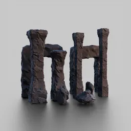 Highly detailed Blender 3D rocks and ruins model with realistic textures and adjustable subdivision levels for environmental scenes.