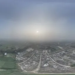 Foggy Aerial View of Rural Farmland