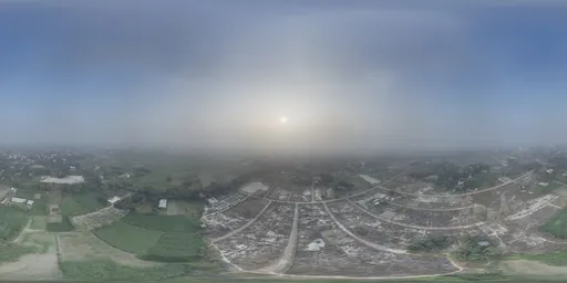 Foggy Aerial View of Rural Farmland