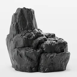 Rocky Boulder Jagged Black