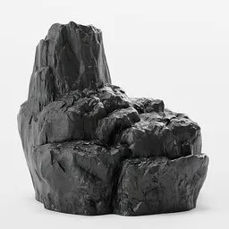 Rocky Boulder Jagged Black