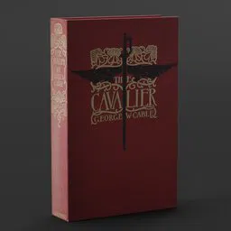 Detailed 3D model of an antique hardback book with baked color textures in a Blender rendering.