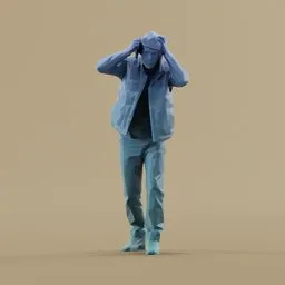 Lowpoly Man Adjusting Hat