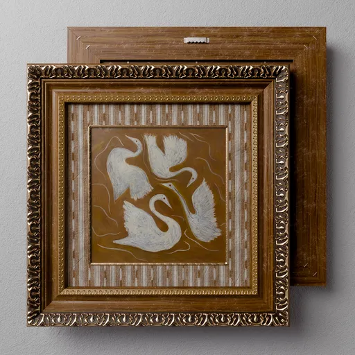 Picture Vintage White Swan Art Frame