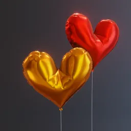"Heart balloon, a party supply in 3D model for Blender 3D. This stunning creation features two heart-shaped balloons attached to a string, rendered with Unreal Engine 5 in 4K resolution. Ideal for Discord profile pictures or any virtual celebration."

Or 

"Discover 'Heart Balloon,' an exquisite 3D model for Blender 3D. Crafted by Kieran Yanner, this rendering showcases two heart-shaped balloons suspended by a string. With its golden smooth material and triadic chrome shading, it's perfect for various purposes like 3D design projects, streaming, or simulating the essence of unrequited love."
