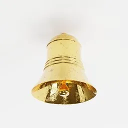 Textured copper bell 3D model with aged patina, created using Blender software.