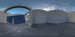 360-degree HDR image of urban rooftop for realistic scene lighting and rendering.
