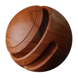 Realistic PBR wood grain texture for 3D modeling, featuring detailed natural patterns and warm brown tones.