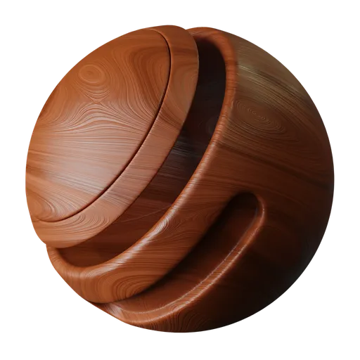 Realistic PBR wood grain texture for 3D modeling, featuring detailed natural patterns and warm brown tones.