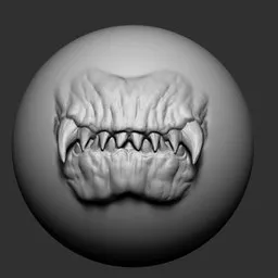 Detailed 3D sculpting brush for creating creature mouth shapes in Blender.