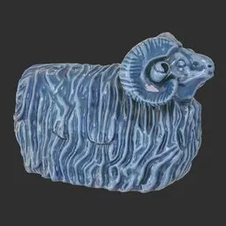 Garden ram Porcelain Blue statue