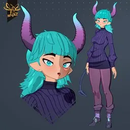 Stylized Fantasy Anime Girl Character