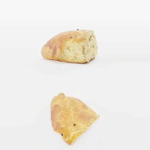 Detailed 3D scanned pastry model with realistic textures for Blender rendering and food visualization.