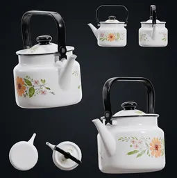 Vintage Enameled Floral Teapot