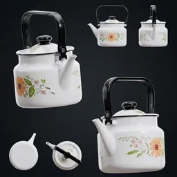 Vintage Enameled Floral Teapot