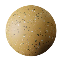 High-resolution yellow terrazzo PBR material for Blender 3D floor textures with speckled design.