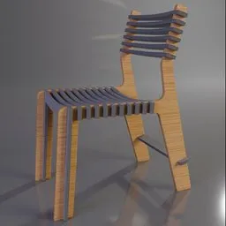"Discover the Valovi Chair 3D model for Blender 3D - a classic design featuring a blue seat and lap-joint construction. Made up of 20 interlocking pieces, this chair is a popular DIY project. Downloaded nearly 10,000 times, it's easy to see why the Valovi Chair is a timeless favourite."