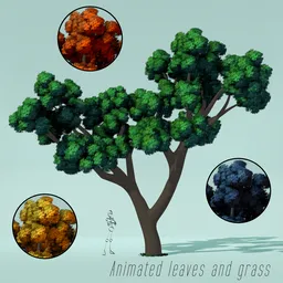 Cartoon style wide tree