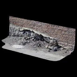 Scan Broken brick red wall