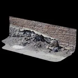 Scan Broken brick red wall