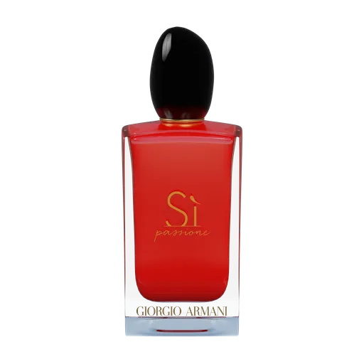 Detailed 3D model of a red perfume bottle, compatible with Blender for living-room design visualization.
