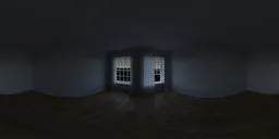 Dimly lit interior with two windows providing natural night lighting, ideal for 3D scene illumination.