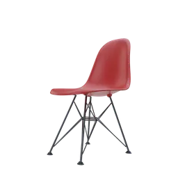 Red Eames Plastic Side Chair DSW 3D model with detailed textures for Blender rendering.