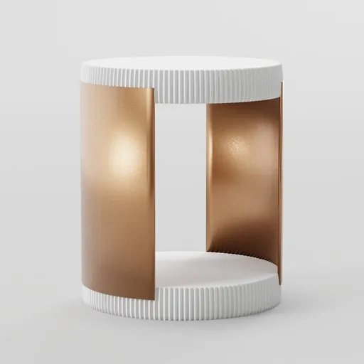 3D-rendered gold and concrete side table for Blender software, showcasing modern furniture design with realistic textures.